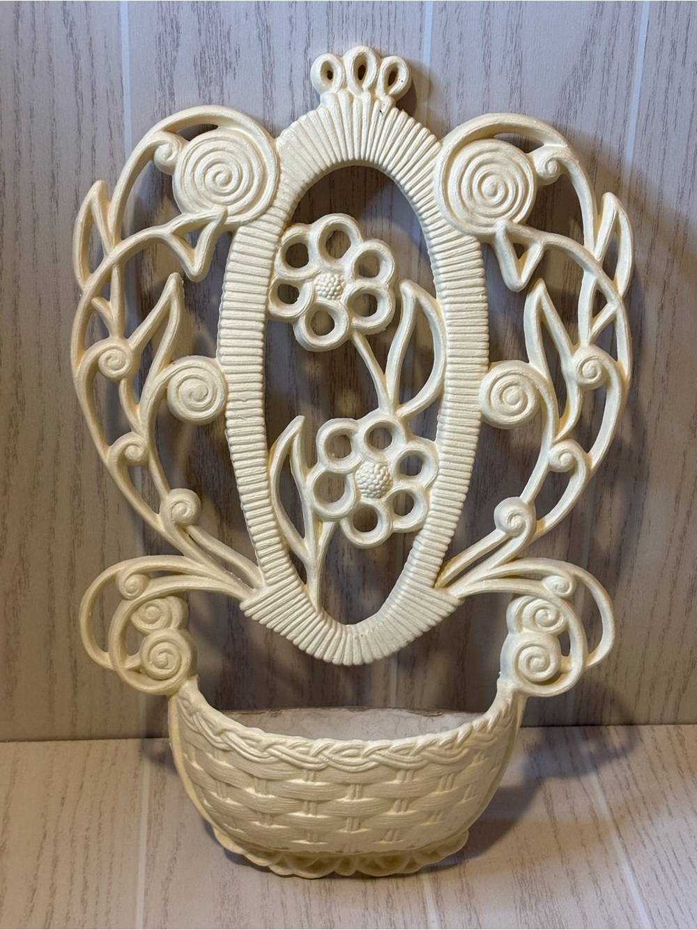 Vintage Burwood Faux Wicker Wall Pocket Planter by Kayo 1985